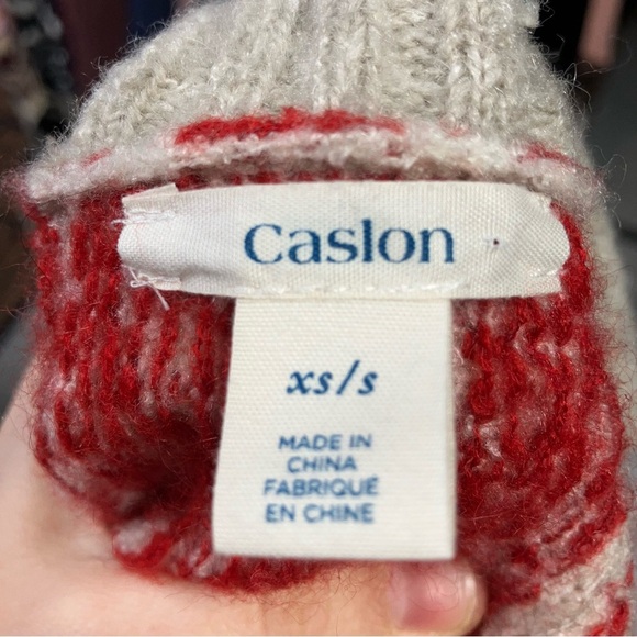 Caslon Jacquard Button Cowl Neck Sweater-Knit Poncho relaxed fit Cabincore XS/S - Picture 13 of 15